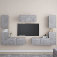 Set Mobile Porta TV 7 pz Grigio Cemento in Truciolato 3079092