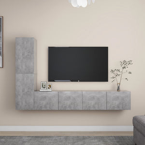 Set Porta TV 4 pz Grigio Cemento in Truciolato cod mxl 34042