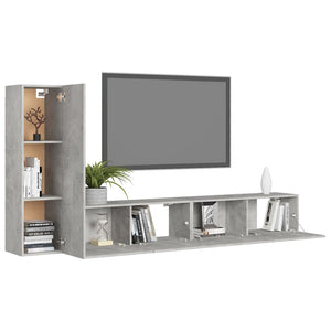 Set Porta TV 3 pz Grigio Cemento in Truciolato 3079095