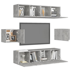 Set di Mobili Porta TV 6 pz Grigio Cemento in Legno Multistrato 3079102