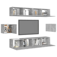  Set Porta TV 6 pz Grigio Cemento in Truciolato cod mxl 69261