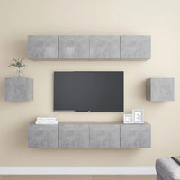  Set Porta TV 6 pz Grigio Cemento in Truciolato cod mxl 69261