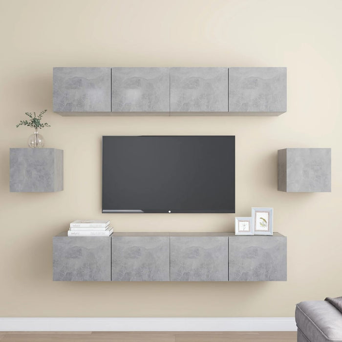  Set Porta TV 6 pz Grigio Cemento in Truciolato cod mxl 69261