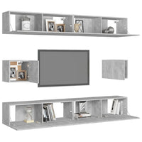 Set Mobili TV 6 pz Grigio Cemento in Truciolato 3079104