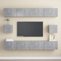 Set Mobili TV 6 pz Grigio Cemento in Truciolato 3079104