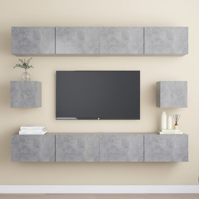 Set Mobili TV 6 pz Grigio Cemento in Truciolato 3079104