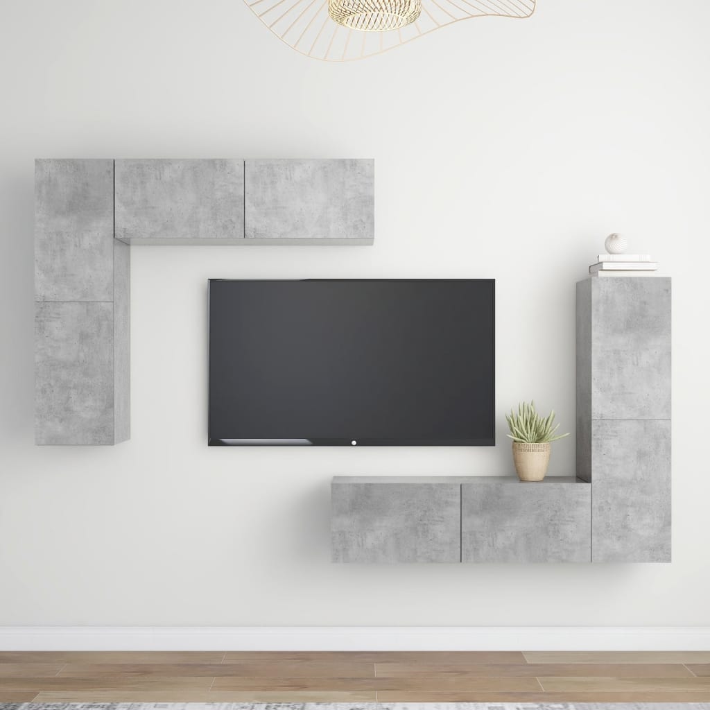 Set Porta TV 4 pz Grigio Cemento in Truciolato  cod mxl 30254