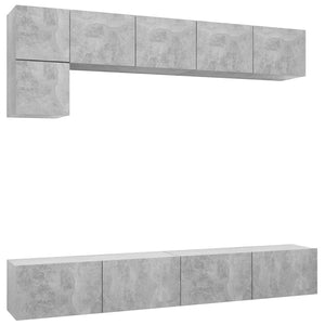 Set Porta TV 5 pz Grigio Cemento in Truciolato 3079114