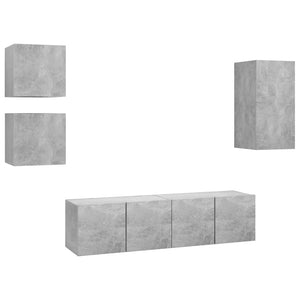 Set Porta TV 5 pz Grigio Cemento in Truciolato  cod mxl 64439