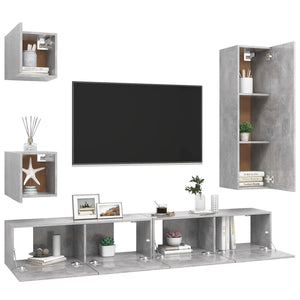 Set Porta TV 5 pz Grigio Cemento in Truciolato cod mxl 55980