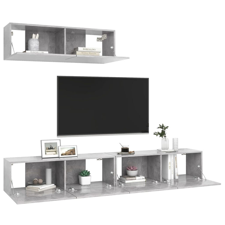 Mobili TV 3 pz Grigio Cemento in Truciolato cod mxl 9417