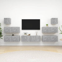 Set Porta TV 7 pz Grigio Cemento in Truciolato 3079133