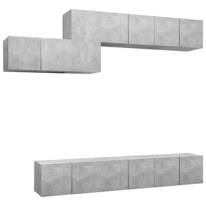 Set di Mobili Porta TV 7 pz Grigio Cemento in Legno Multistrato 3079149