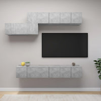 Set di Mobili Porta TV 7 pz Grigio Cemento in Legno Multistrato 3079149