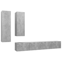 Set Porta TV 4 pz Grigio Cemento in Truciolato cod mxl 33830