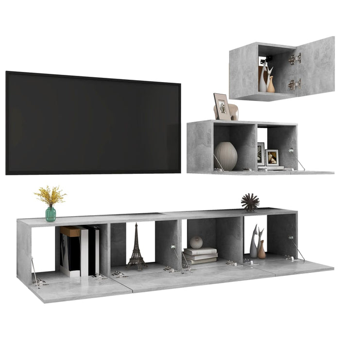 Set Porta TV 4 pz Grigio Cemento in Truciolato cod mxl 20807