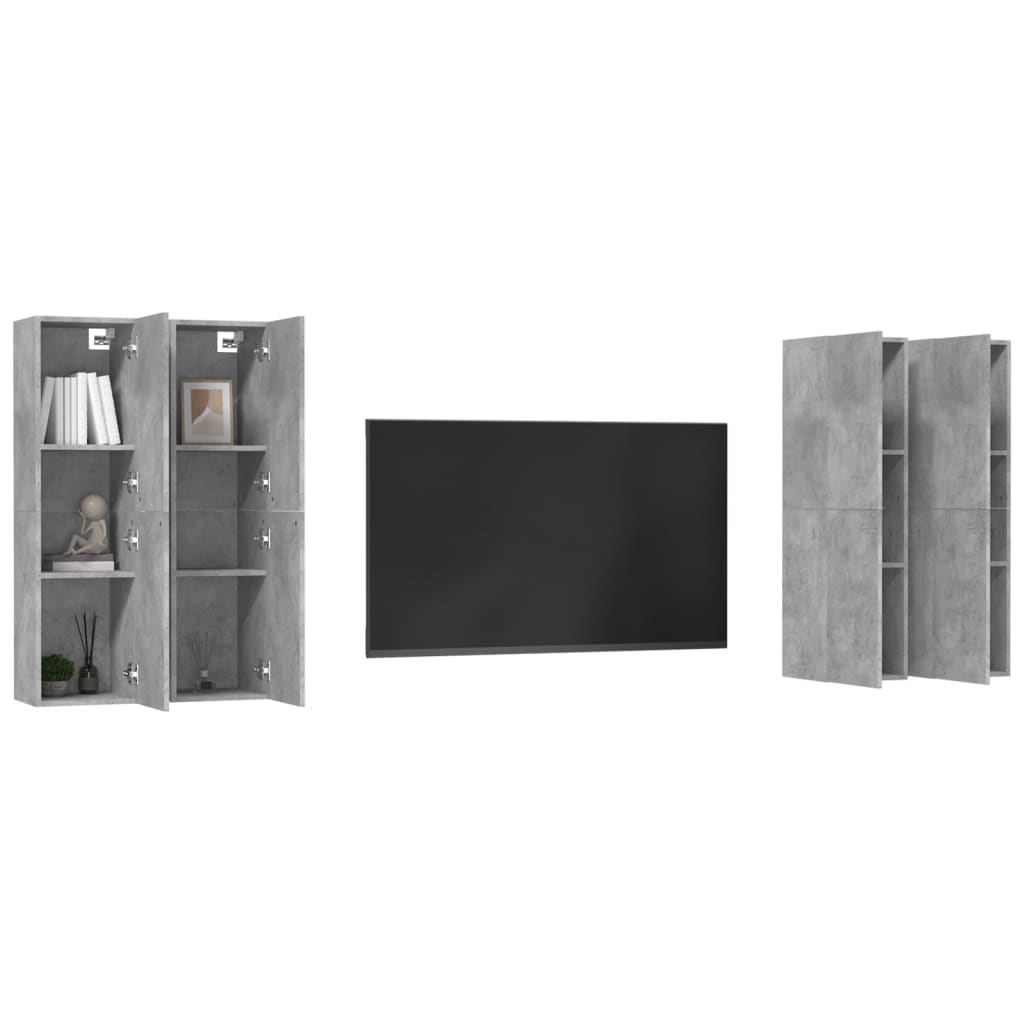 Mobili TV 4 pz Grigio Cemento 30,5x30x110 cm in Truciolato 3079162