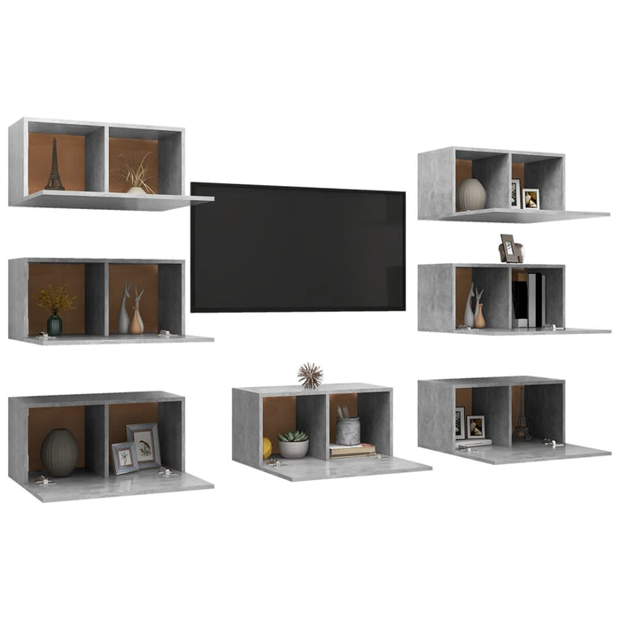 Mobili TV 7 pz Grigio Cemento 30,5x30x60 cm in Truciolato 3079163