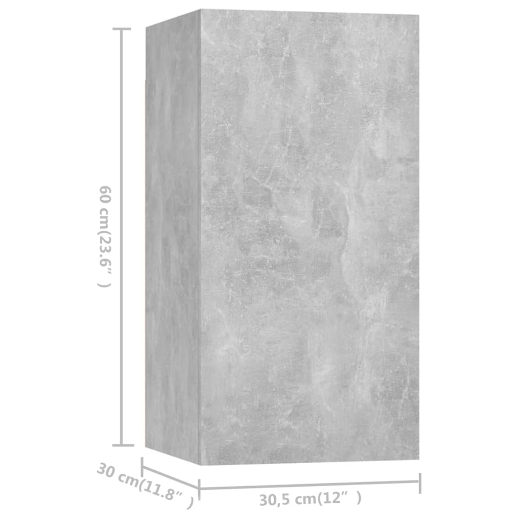 Mobili TV 7 pz Grigio Cemento 30,5x30x60 cm in Truciolato 3079163