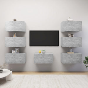 Mobili TV 7 pz Grigio Cemento 30,5x30x60 cm in Truciolato 3079163