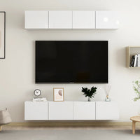 Mobili TV 4 pz Bianco Lucido 80x30x30 cm in Truciolato