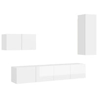 Set di Mobili Porta TV 4 pz Bianco Lucido in Legno Multistrato 3079308