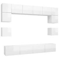 Set Mobili TV 8 pz Bianco Lucido in Truciolato 3079322