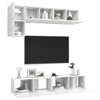 Set di Mobili Porta TV 5 pz Bianco Lucido in Legno Multistrato 3079323