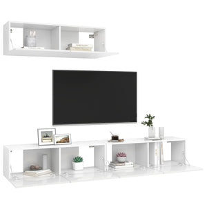 Mobili Porta TV 3 pz Bianco Lucido in Truciolato cod mxl 52878