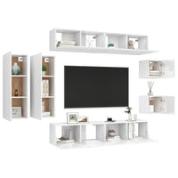 Set Mobili TV 8 pz Bianco Lucido in Truciolato 3079335