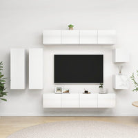 Set Mobili TV 8 pz Bianco Lucido in Truciolato 3079335