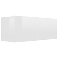 Set di Mobili Porta TV 7 pz Bianco Lucido in Legno Multistrato 3079342