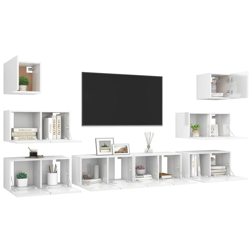 Set Mobile TV 8 pz Bianco Lucido in Truciolato cod mxl 61166