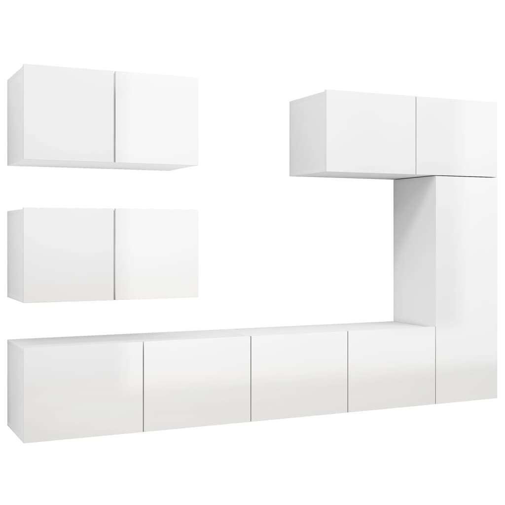 Set di Mobili Porta TV 6 pz Bianco Lucido in Legno Multistratocod mxl 72877