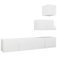 Set Mobile TV 4 pz Bianco Lucido in Truciolato 3079365