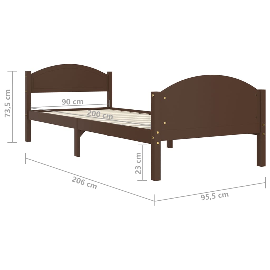 Giroletto Marrone Scuro in Legno Massello di Pino 90x200 cm