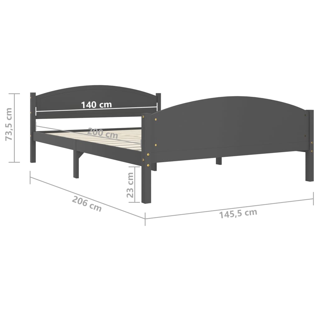 Giroletto Grigio Scuro in Legno Massello di Pino 140x200 cm