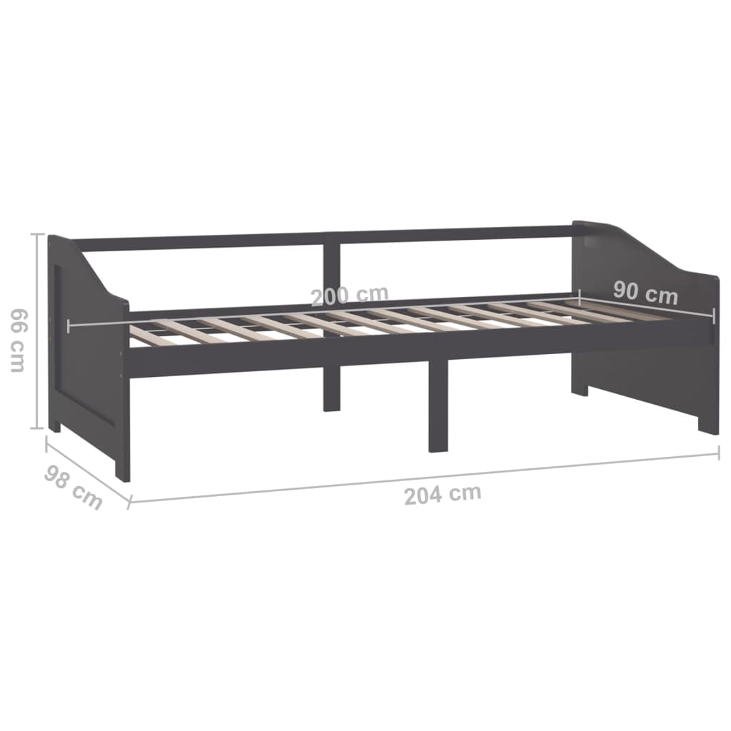 Divano Letto a 3 Posti Grigio Legno Massello di Pino 90x200cm cod mxl 53790