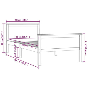 Giroletto in Legno Massello di Pino 90x200 cm 322174