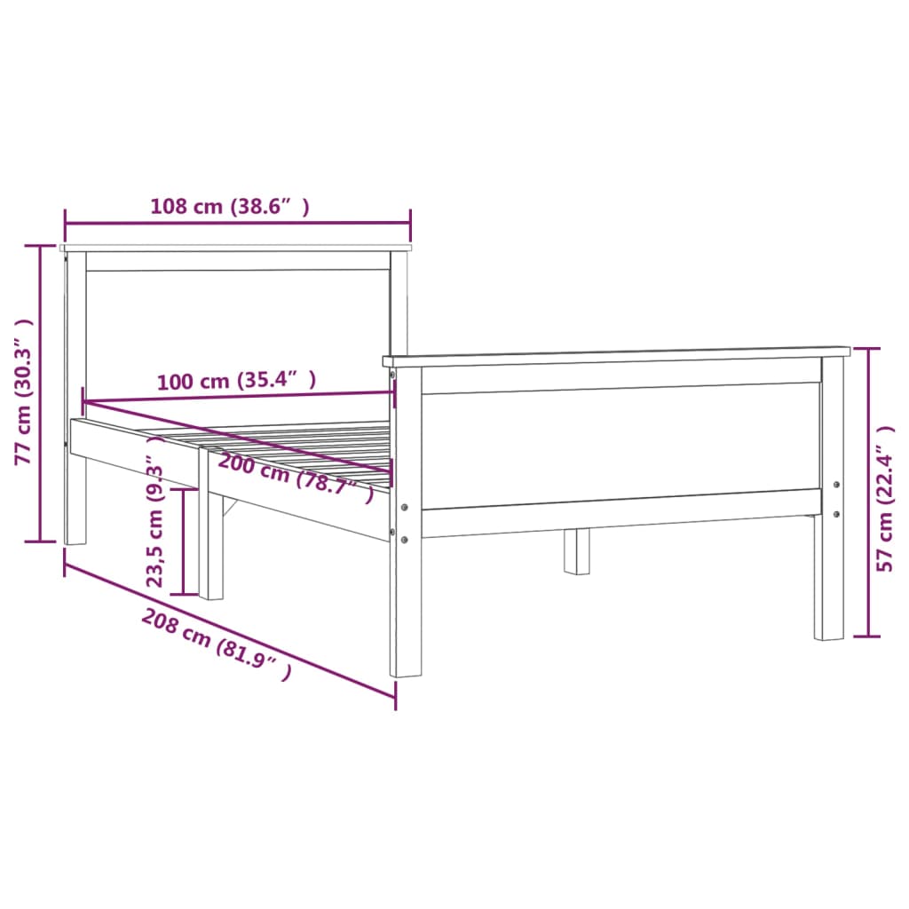 Giroletto in Legno Massello di Pino 100x200 cm 322175