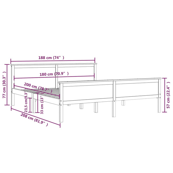 Giroletto in Legno Massello di Pino 180x200 cm 322179