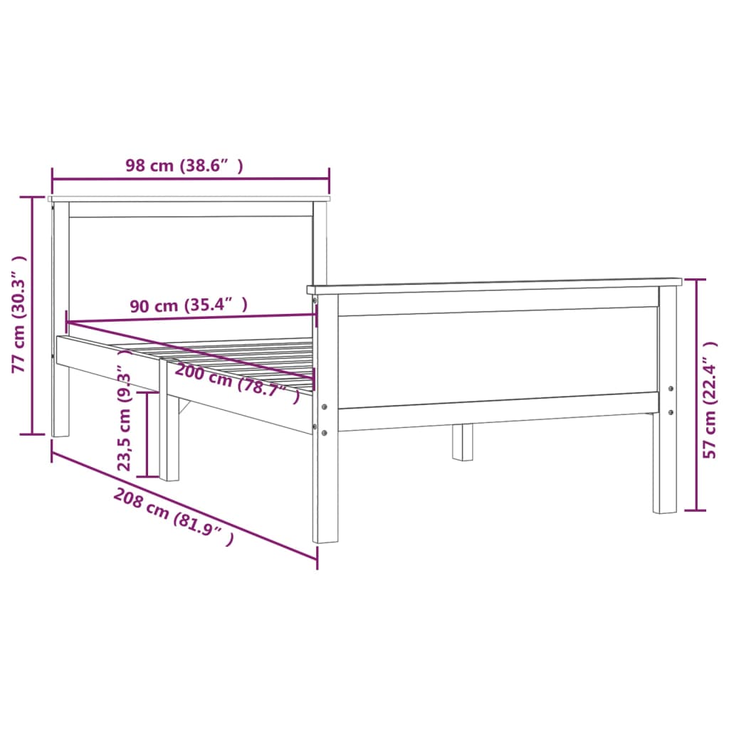 Giroletto Marrone Miele in Legno Massello di Pino 90x200 cm 322188