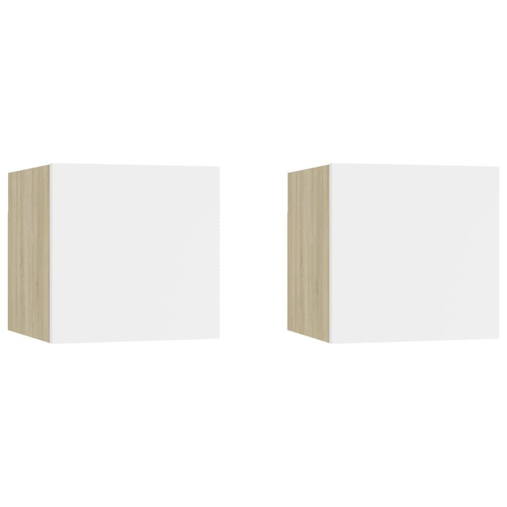 Comodini 2 pz Bianco Rovere Sonoma 30,5x30x30 cm in Truciolato 3079722