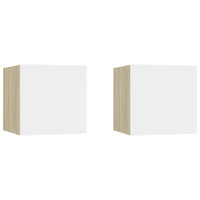 Comodini 2 pz Bianco Rovere Sonoma 30,5x30x30 cm in Truciolato 3079722