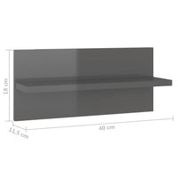 Mensole a Muro 2 pz Grigio Lucido 40x11,5x18 cm cod mxl 33532