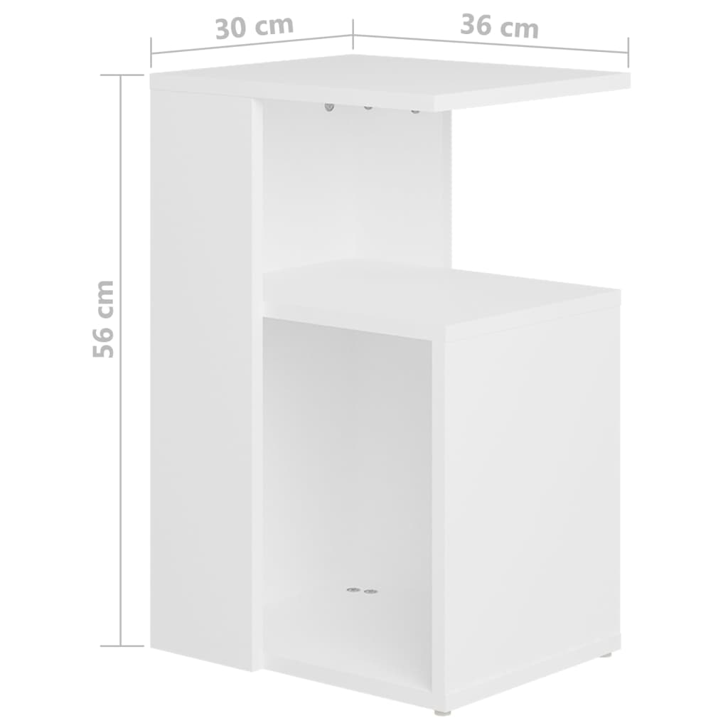 Tavolino da Salotto Bianco 36x30x56 cm in Legno Multistrato cod mxl 10371