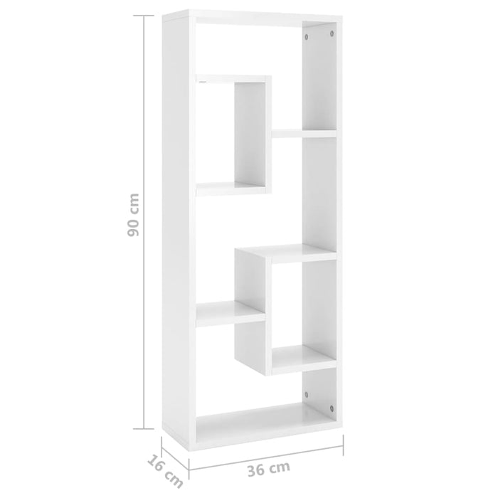 Scaffale a Parete Bianco Lucido 36x16x90 cm in Truciolato