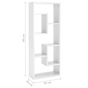 Scaffale a Parete Bianco Lucido 36x16x90 cm in Truciolato 803017