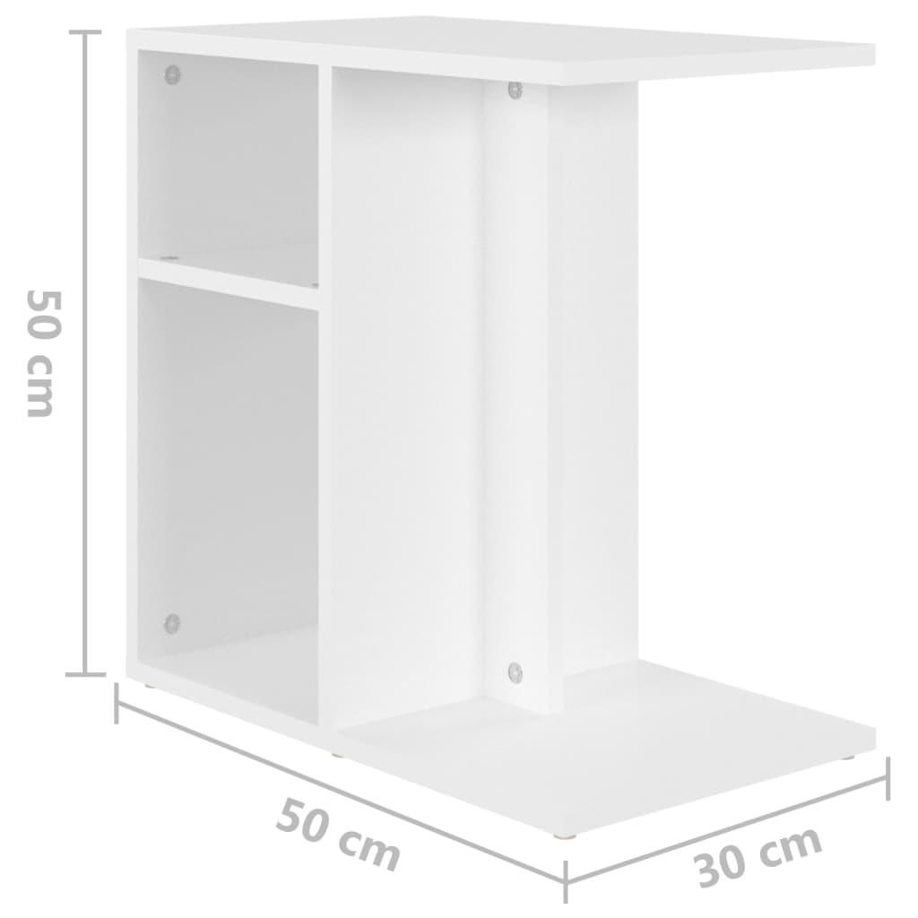 Tavolino Bianco 50x30x50 cm in Legno Multistrato