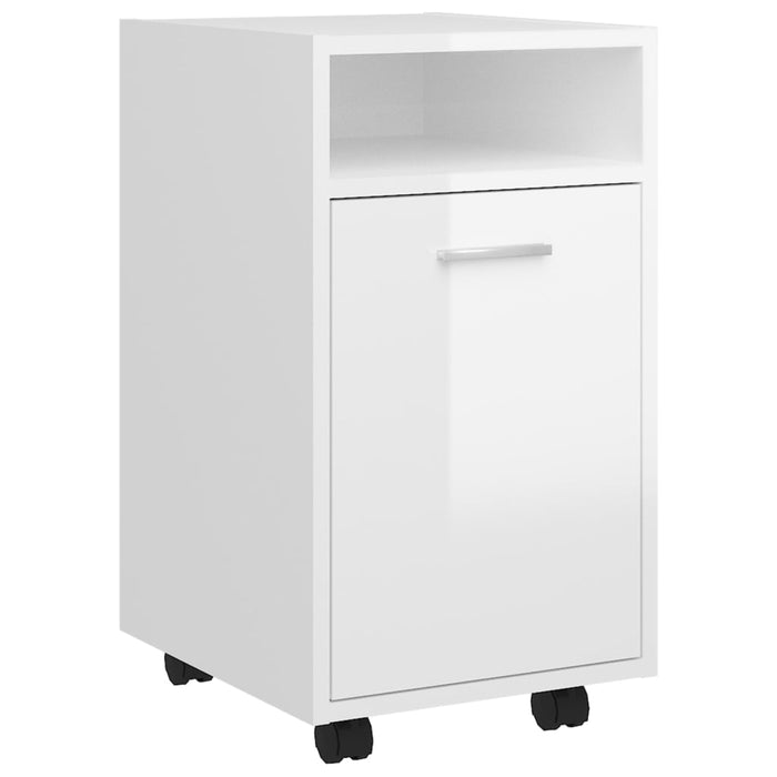 Credenza con Ruote Bianco Lucido 33x38x60 cm Legno Multistratocod mxl 103811